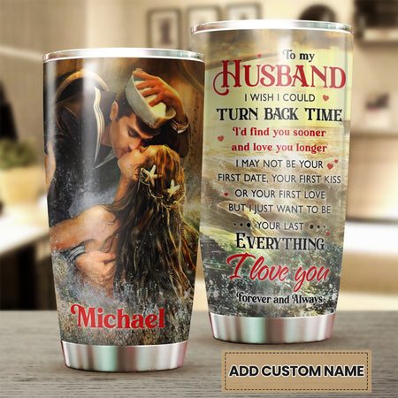 Camellia Personalized Mermaid To My Husband I Love You Stainless Steel Tumbler-Double-Walled Insulation Cup With Lid Gift For Anniversary Valentine's Day