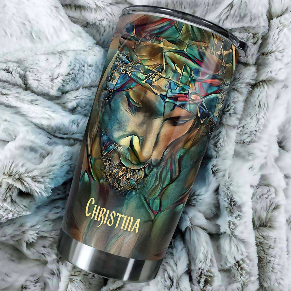Camellia Persionalized 3D Christ Strengthens Stainless Steel Tumbler - Customized Double - Walled Insulation Thermal Cup With Lid Gift For Christian