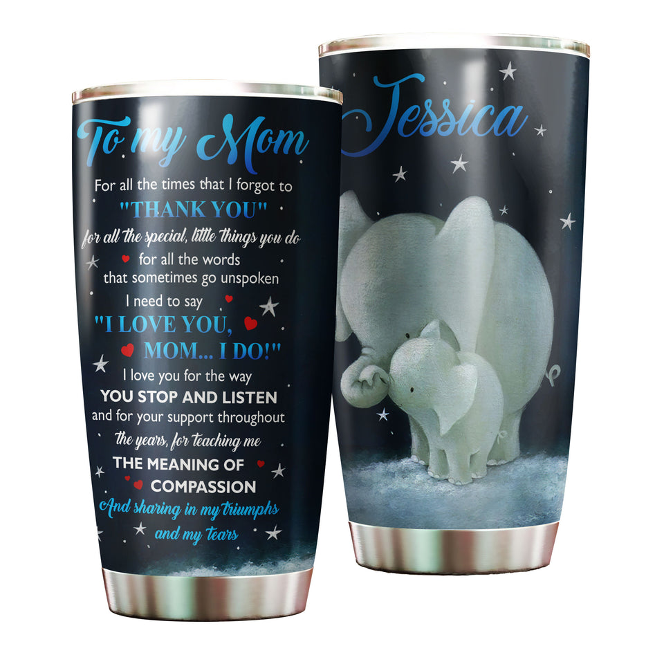 Camellia Personalized Loving Letter From Daughter To Mom Elephant Stainless Steel Tumbler-Double-Walled Insulated Gift For Mother's Day