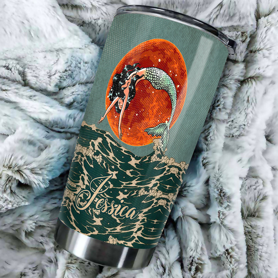 Camellia Personalized Mermaid She Dream Of The Ocean Stainless Steel Tumbler-Double-Walled Insulation Travel Cup With Lid 02