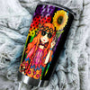 Camellia Personalized Color Girl Hippie Girl And Sunflower Stainless Steel Tumbler-Double-Walled Insulation Travel Cup With Lid