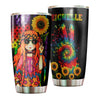 Camellia Personalized Color Girl Hippie Girl And Sunflower Stainless Steel Tumbler-Double-Walled Insulation Travel Cup With Lid
