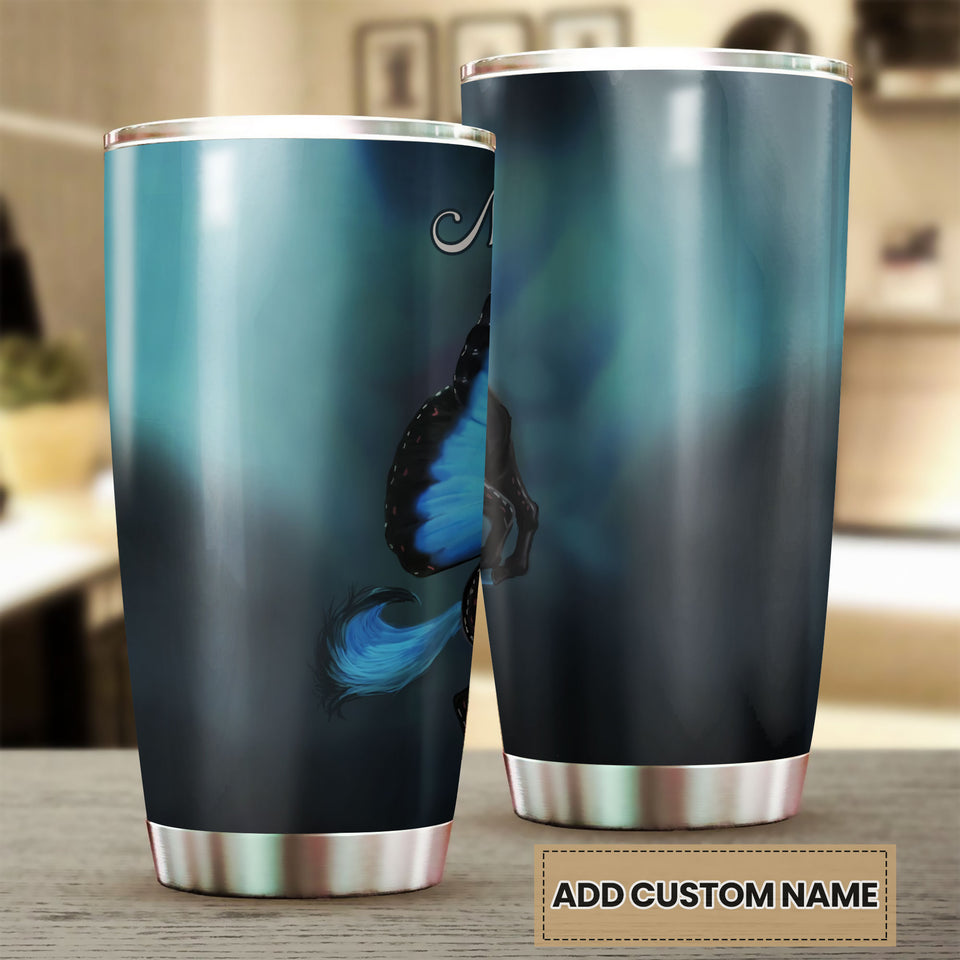 Camellia Personalized Horse Butterfly Stainless Steel Tumbler - Double-Walled Insulation Vacumm Flask - Gift For Horse Lovers, Cowgirls, Cowboys, Perfect Christmas, Thanksgiving Gift