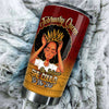 Camellia Personalized Black Woman February Queen Stainless Steel Tumbler - Double-Walled Insulation Vacumm Flask - Gift For Black Queen, International Women's Day, Hippie Girls