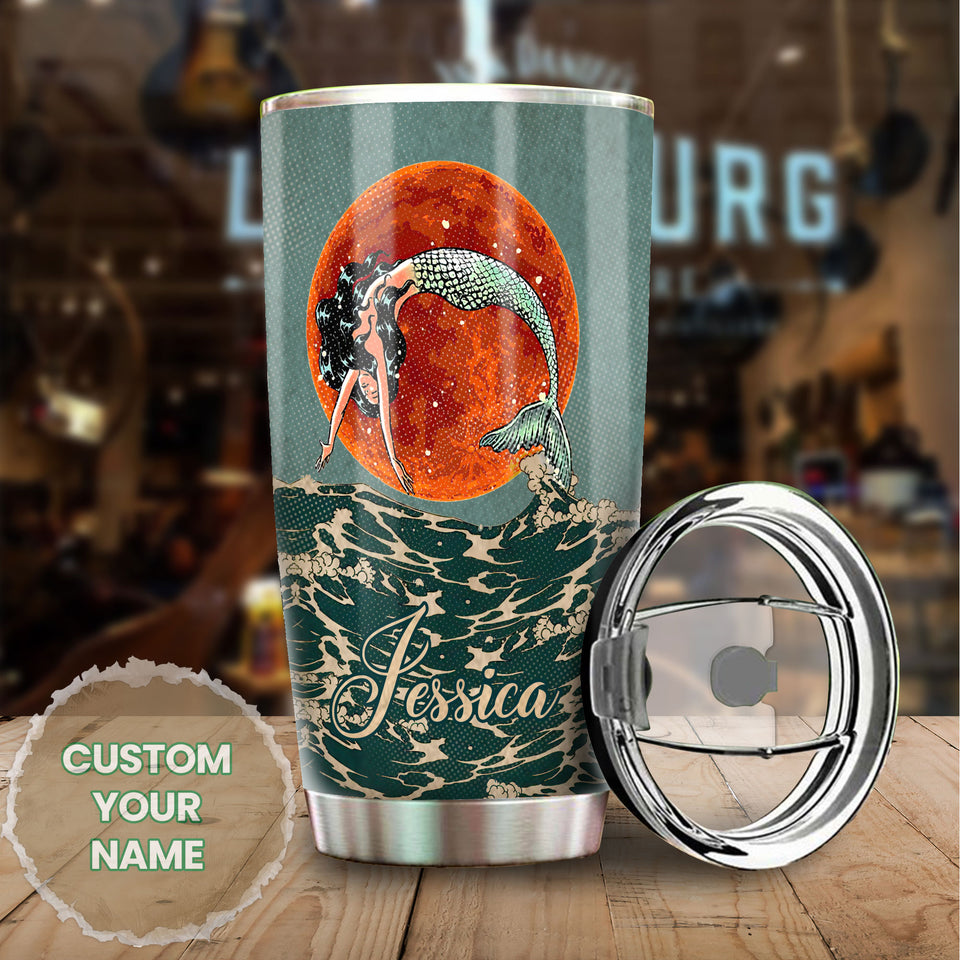 Camellia Personalized Mermaid She Dream Of The Ocean Stainless Steel Tumbler-Double-Walled Insulation Travel Cup With Lid 02