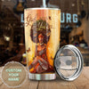 Camellia Personalized Black Women Stainless Steel Tumbler - Double-Walled Insulation Vacumm Flask - Gift For Black Queen, International Women's Day, Hippie Girls 13