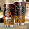 Camellia Personalized Black Woman February Queen Stainless Steel Tumbler - Double-Walled Insulation Vacumm Flask - Gift For Black Queen, International Women's Day, Hippie Girls