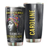 Camellia Personalized Black Women Stainless Steel Tumbler - Double-Walled Insulation Vacumm Flask - Gift For Black Queen, International Women's Day, Hippie Girls