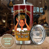 Camellia Personalized Black Woman February Queen Stainless Steel Tumbler - Double-Walled Insulation Vacumm Flask - Gift For Black Queen, International Women's Day, Hippie Girls