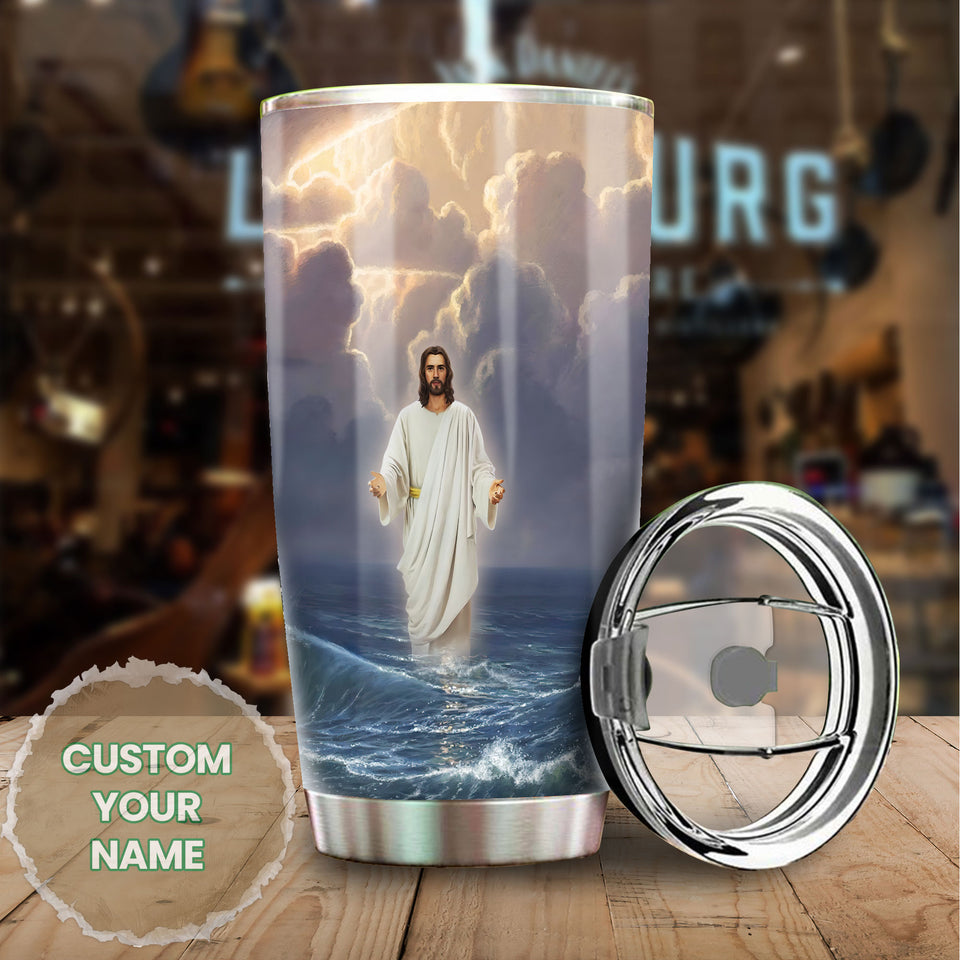 Camellia Personalized Jesus Walking On Water Do Not Be Afraid Stainless Steel Tumbler-Sweat-Proof Double Wall Cup With Lid
