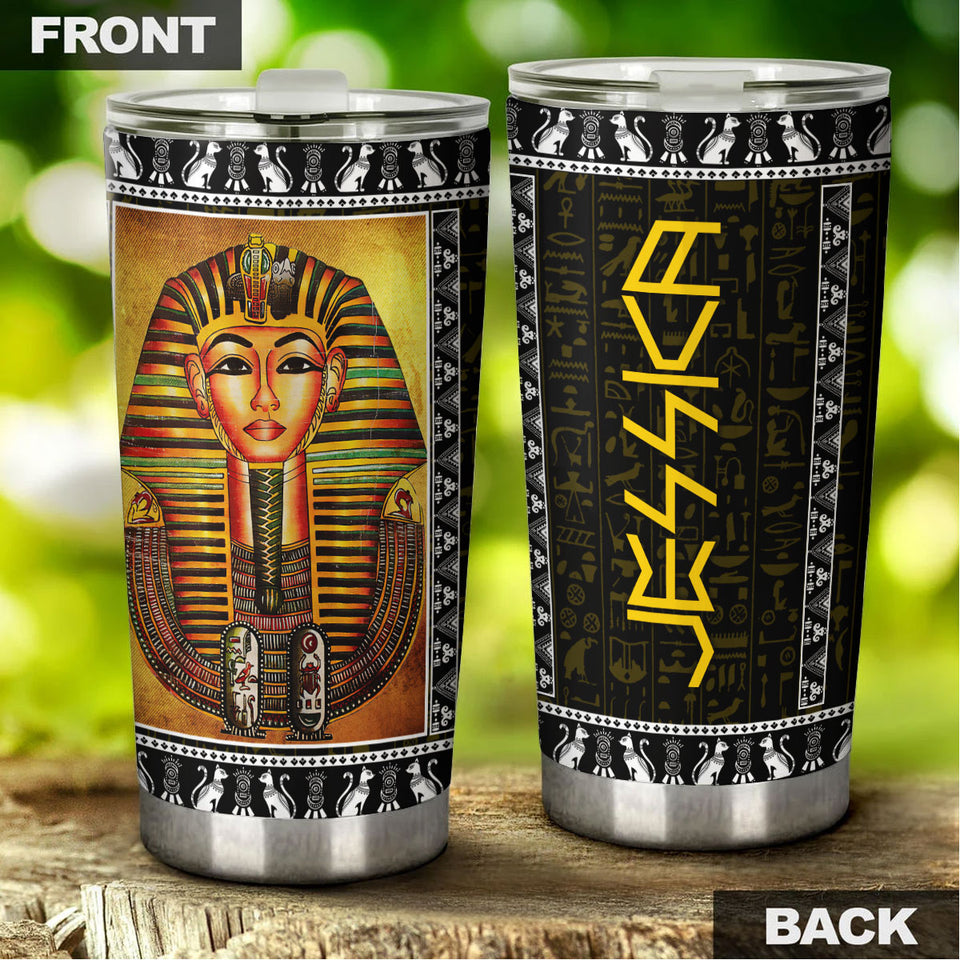 Camellia Personalized Ancient Egypt Pharaoh Stainless Steel Tumbler - Double-Walled Insulation Vacumm Flask - Gift For Ancient Egypt Culture Lovers