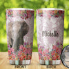 Camellia Personalized Elephant With Colorful Flower Stainless Steel Tumbler-Sweat-Proof Travel Therma Cup With Lid