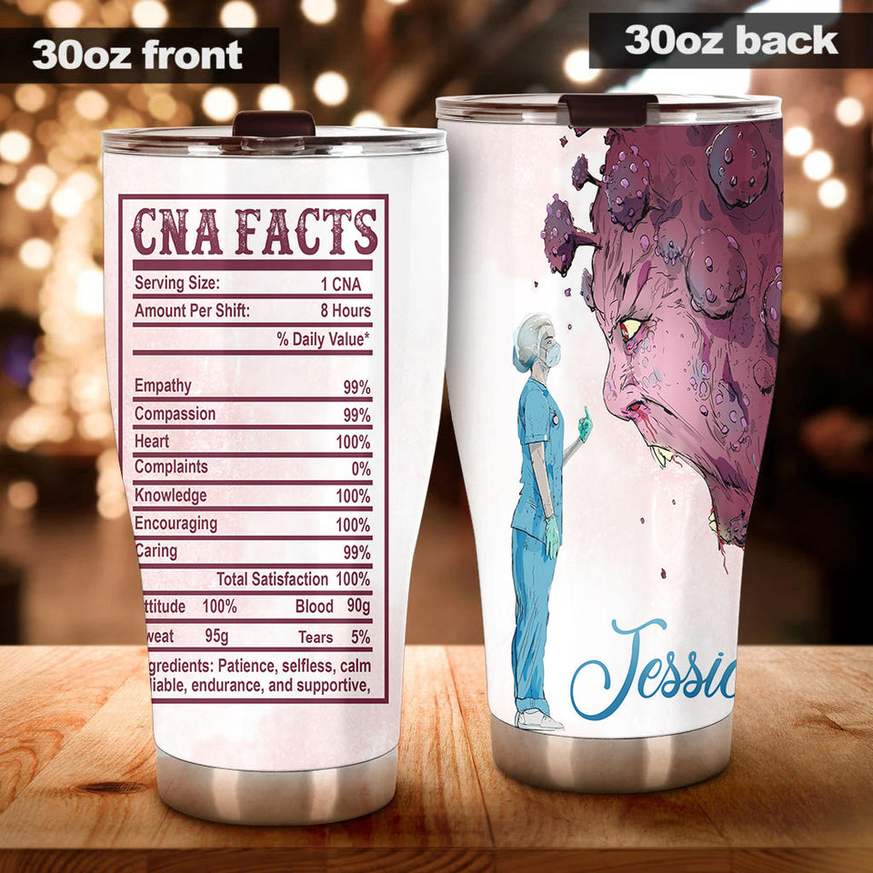 Camellia Personalized Brave CNA Stainless Steel Tumbler - Double-Walled Insulation Vacumm Flask - Gift For Nurse, Nurse Day 12th May