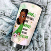 Camellia Personalized 3D Afro Hair Girl Angels Don't Always Have Wings Stainless Steel Tumbler - Customized Double-Walled Insulation Black Live Matter Thermal Cup With Lid