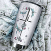 Camellia Personalized Dragonfly Jewelry Style Stainless Steel Tumbler - Customized Double-Walled Insulation Travel Thermal Cup With Lid Gift For Dragonfly Lover