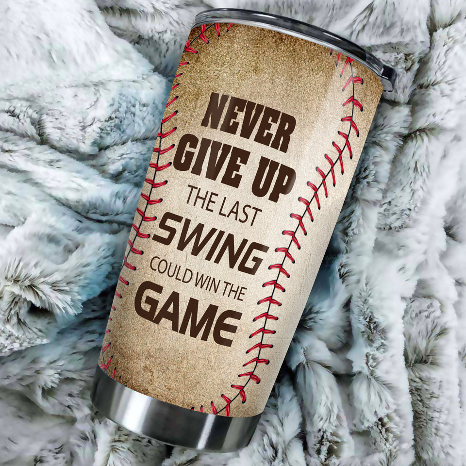 Camellia Personalized Baseball Neve Give Up Stainless Steel Tumbler - Double-Walled Insulation Vacumm Flask - Gift For Baseball Players, Baseball Lovers