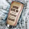 Camellia Personalized Baseball Neve Give Up Stainless Steel Tumbler - Double-Walled Insulation Vacumm Flask - Gift For Baseball Players, Baseball Lovers
