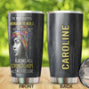 Camellia Personalized Black Women Stainless Steel Tumbler - Double-Walled Insulation Vacumm Flask - Gift For Black Queen, International Women's Day, Hippie Girls