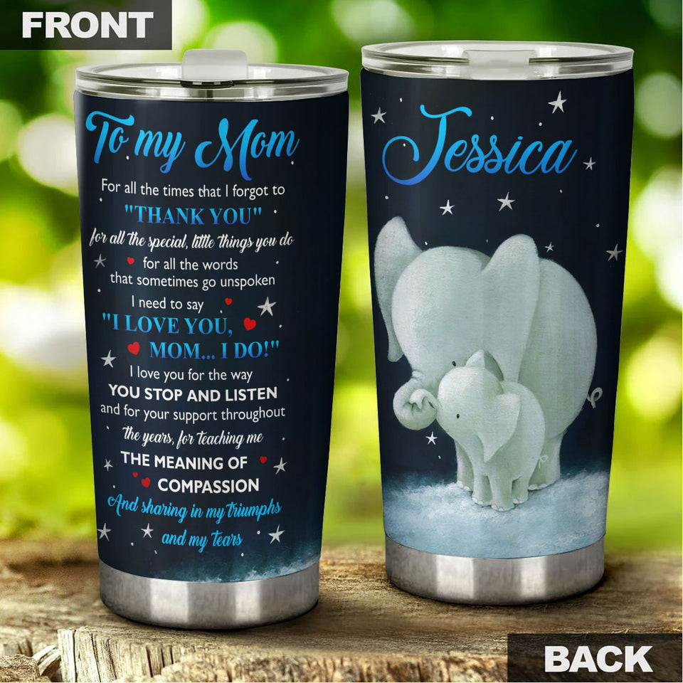Camellia Personalized Loving Letter From Daughter To Mom Elephant Stainless Steel Tumbler-Double-Walled Insulated Gift For Mother's Day