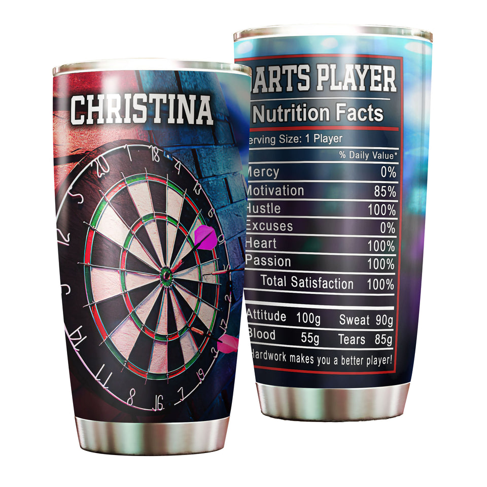 Camellia Personalized Darts Player Nutrition Facts Stainless Steel Tumbler-Thermal Flask Gift For Darts Player 01