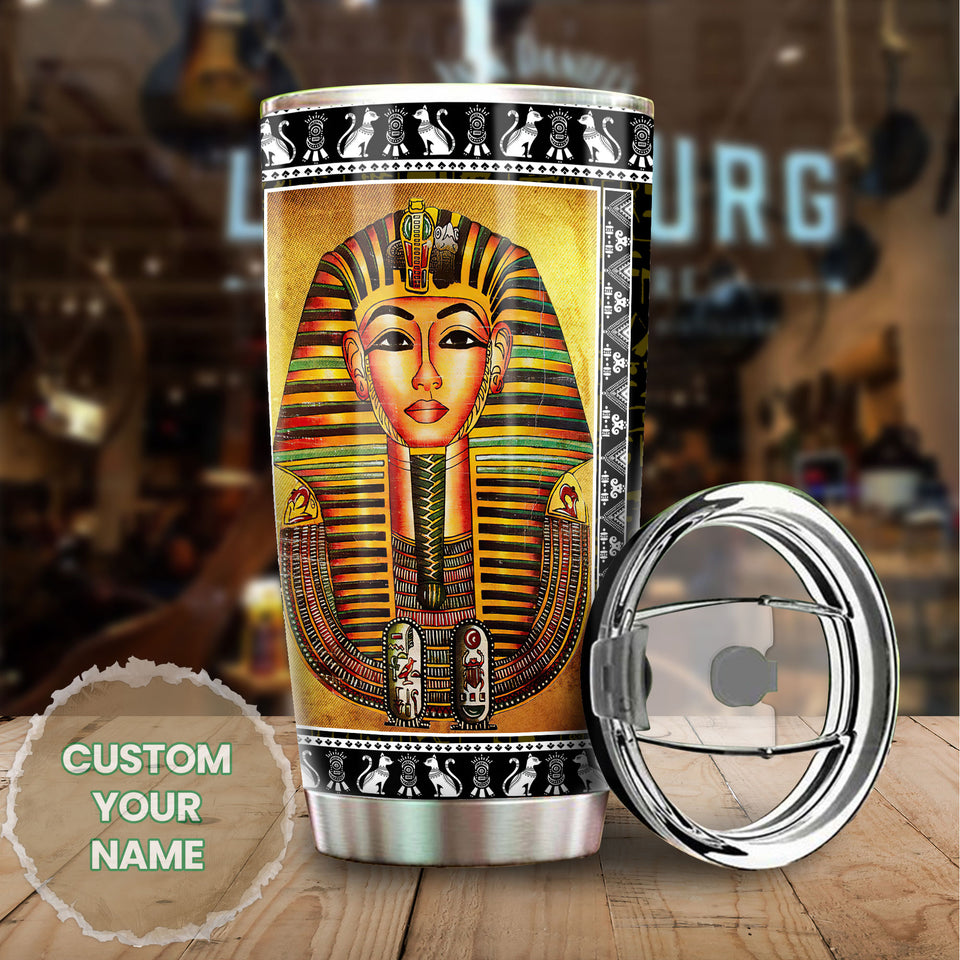Camellia Personalized Ancient Egypt Pharaoh Stainless Steel Tumbler - Double-Walled Insulation Vacumm Flask - Gift For Ancient Egypt Culture Lovers