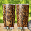 Camellia Personalized Mermaid wooden Style Stainless Steel Tumbler-Double-Walled Insulation Travel Cup With Lid