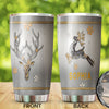 Camellia Personalized Deer Jewelry Style Flower Stainless Steel Tumbler - Customized Double-Walled Insulation Travel Thermal Cup With Lid Gift For Deer Lover