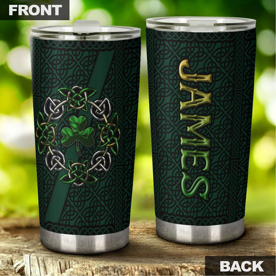 Camellia Personalized Celtic Symbol Stainless Steel Tumbler - Customized Double-Walled Insulation Travel Thermal Cup With Lid