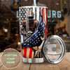 Camellia Personalized American Flag Rugby Player Art Stainless Steel Tumbler - Customized Double-Walled Insulation Travel Thermal Cup With Lid