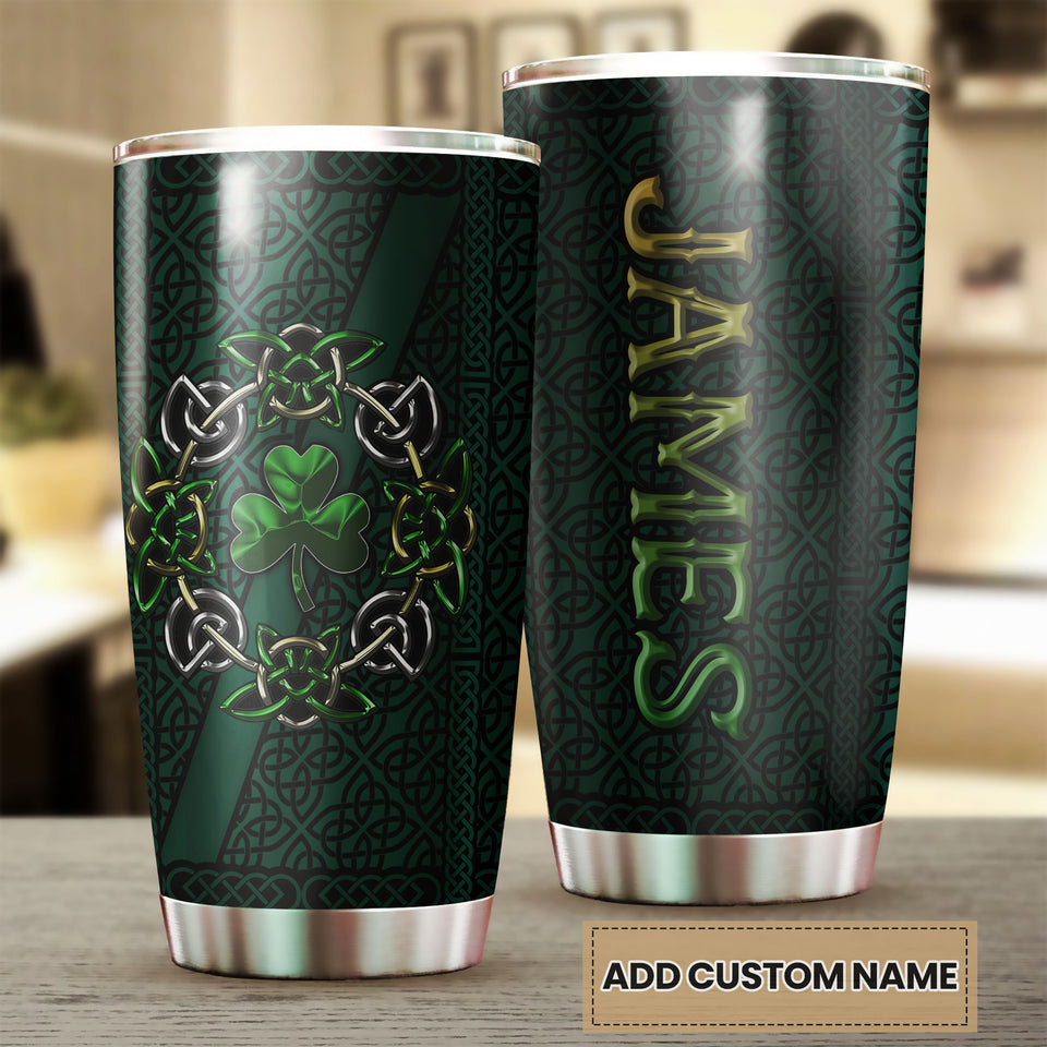 Camellia Personalized Celtic Symbol Stainless Steel Tumbler - Customized Double-Walled Insulation Travel Thermal Cup With Lid