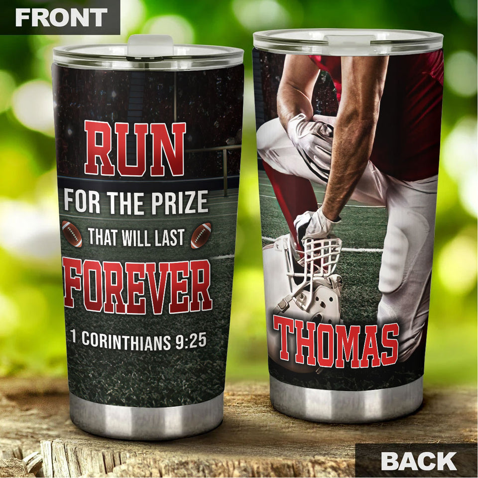 Camellia Personalized American Football Faith Stainless Steel Tumbler - Double-Walled Insulation Vacumm Flask - Gift For American Fans