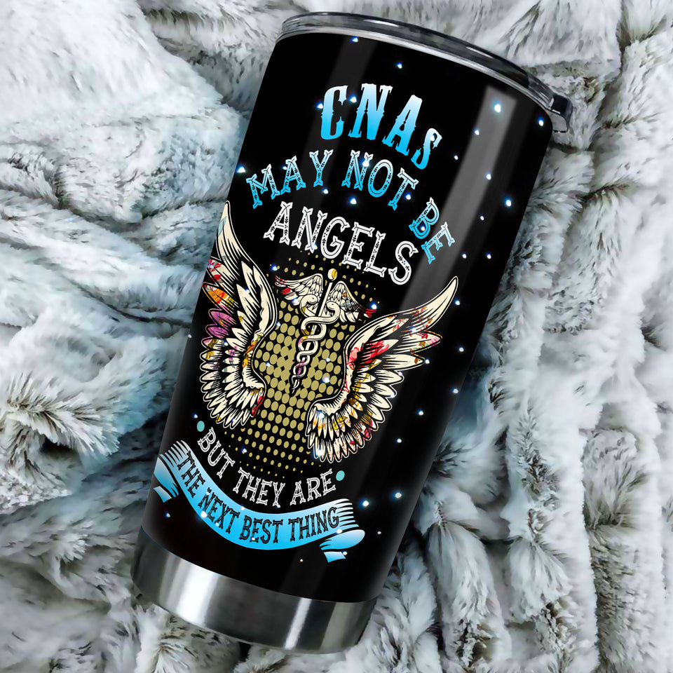 Camellia Personalized Black Nurse CNA May Not Be Angel Stainless Steel Tumbler - Double-Walled Insulation Vacumm Flask - Gift For Black Queen, International Women's Day, Hippie Girls