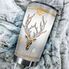 Camellia Personalized Deer Jewelry Style Flower Stainless Steel Tumbler - Customized Double-Walled Insulation Travel Thermal Cup With Lid Gift For Deer Lover