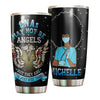 Camellia Personalized Black Nurse CNA May Not Be Angel Stainless Steel Tumbler - Double-Walled Insulation Vacumm Flask - Gift For Black Queen, International Women's Day, Hippie Girls