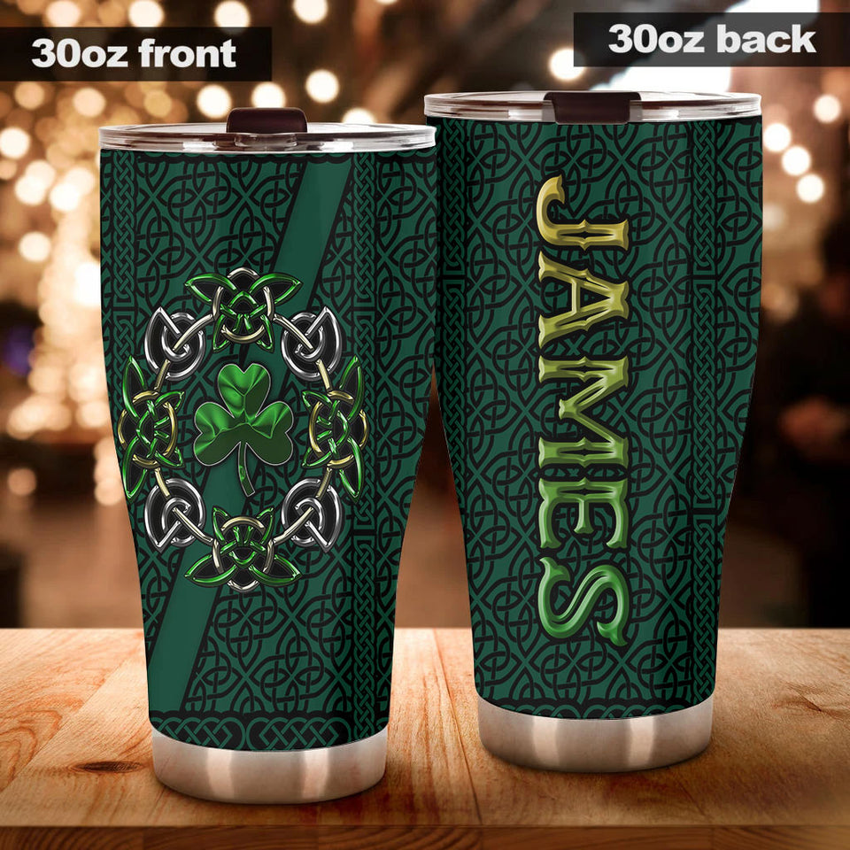 Camellia Personalized Celtic Symbol Stainless Steel Tumbler - Customized Double-Walled Insulation Travel Thermal Cup With Lid