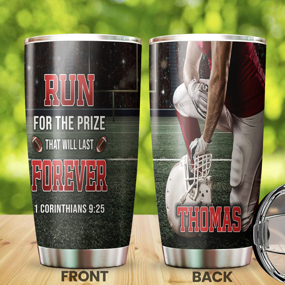 Camellia Personalized American Football Faith Stainless Steel Tumbler - Double-Walled Insulation Vacumm Flask - Gift For American Fans