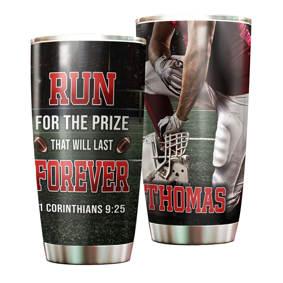 Camellia Personalized American Football Faith Stainless Steel Tumbler - Double-Walled Insulation Vacumm Flask - Gift For American Fans