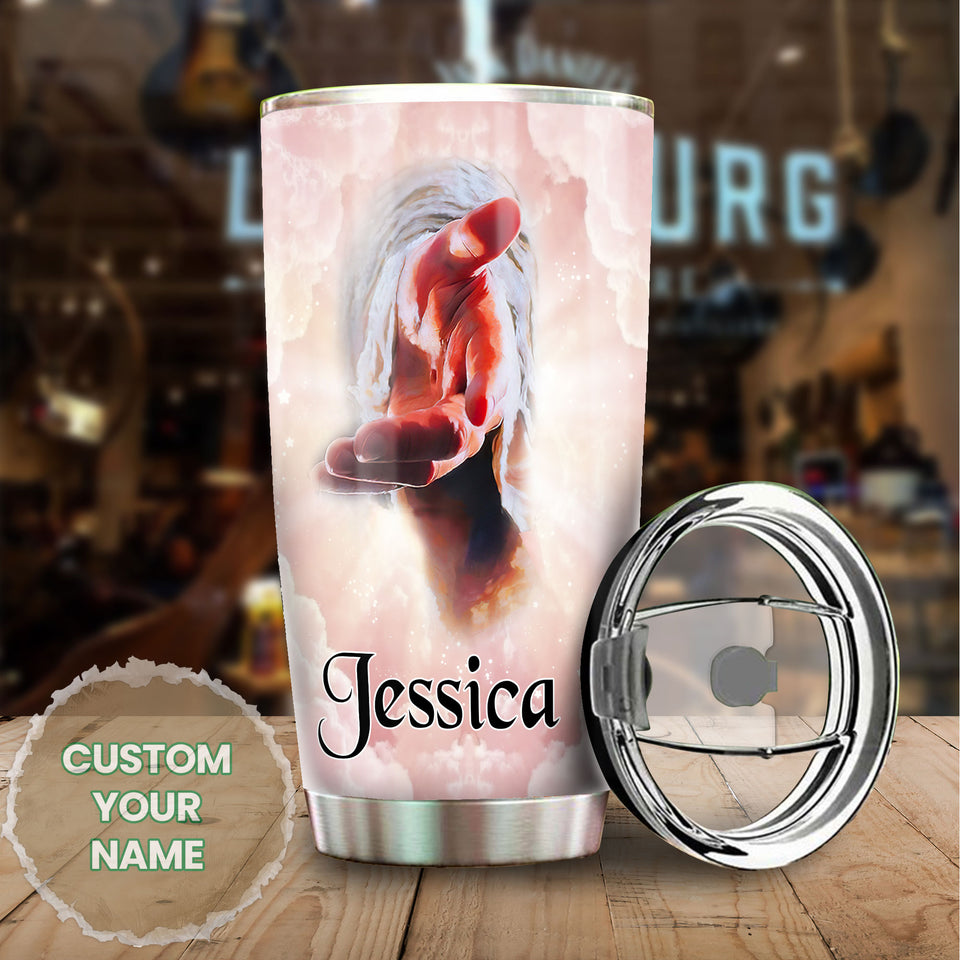 Camellia Personalized Jesus Hand Be Still And Know That I Am God Stainless Steel Tumbler-Wall Insulated Cup With Lid Travel Mug
