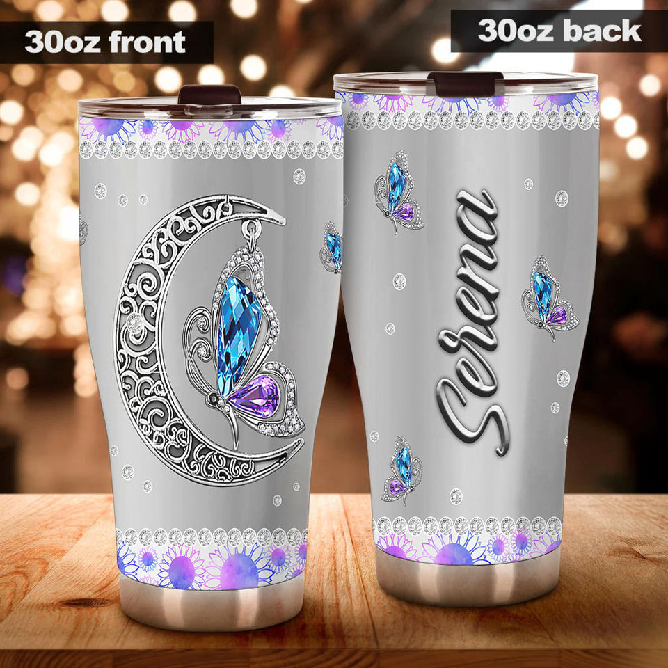 Camellia Personalized Mental Style Butterfly Jewerly Stainless Steel Tumbler-Double-Walled Insulation Travel Cup With Lid01