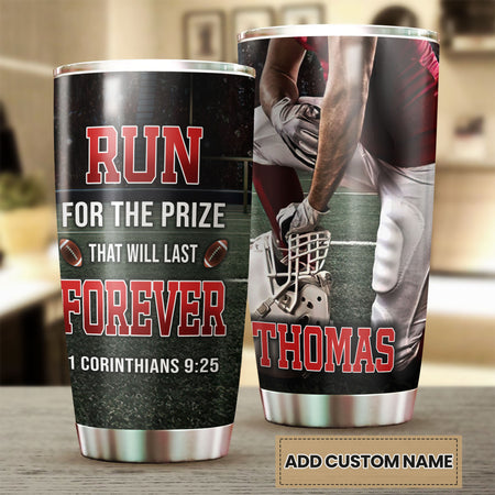 Camellia Personalized American Football Faith Stainless Steel Tumbler - Double-Walled Insulation Vacumm Flask - Gift For American Fans