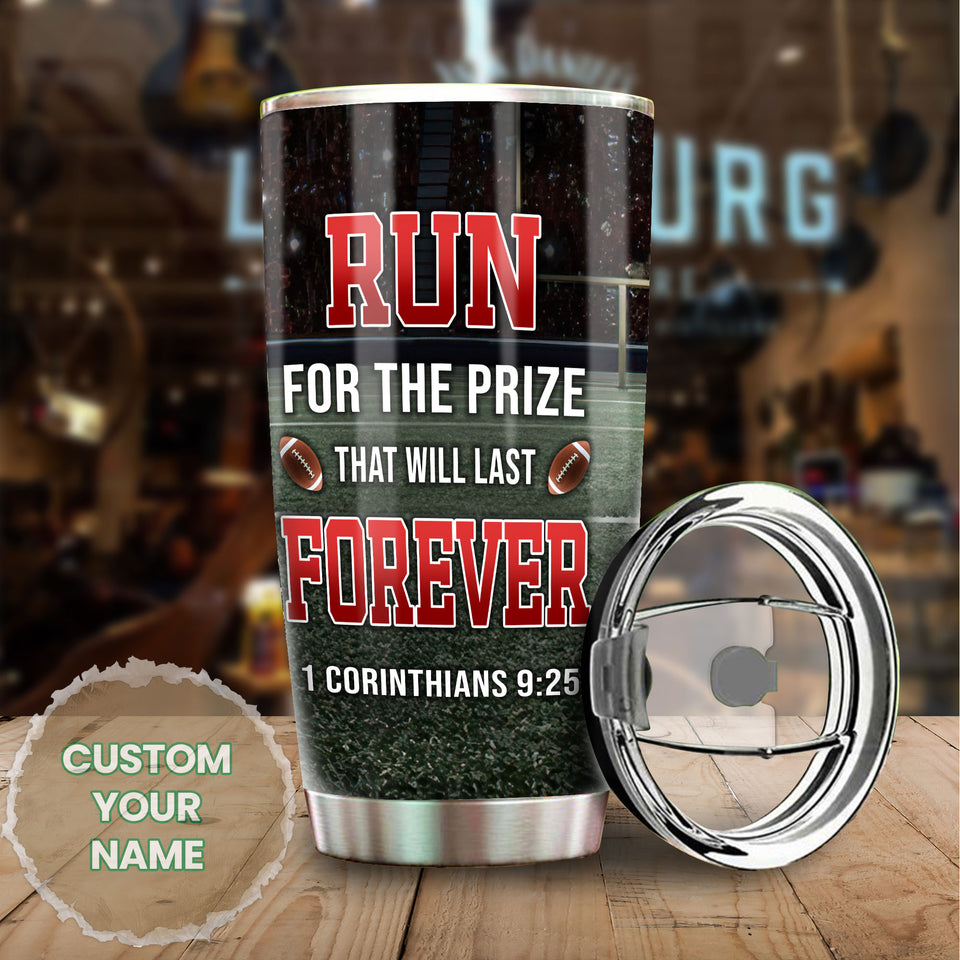 Camellia Personalized American Football Faith Stainless Steel Tumbler - Double-Walled Insulation Vacumm Flask - Gift For American Fans