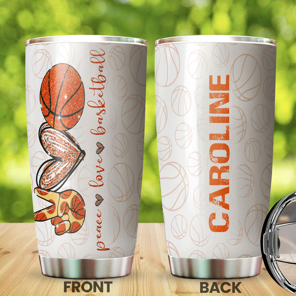 Camellia Persionalized Basketball Lover Stainless Steel Tumbler - Customized Double - Walled Insulation Travel Thermal Cup With Lid