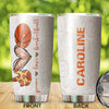 Camellia Persionalized Basketball Lover Stainless Steel Tumbler - Customized Double - Walled Insulation Travel Thermal Cup With Lid