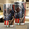 Camellia Personalized American Flag Rugby Player Art Stainless Steel Tumbler - Customized Double-Walled Insulation Travel Thermal Cup With Lid