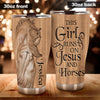 Camellia Personalized Horse Faith Wooden Style Stainless Steel Tumbler - Double-Walled Insulation Vacumm Flask - Gift For Horse Lovers, Cowgirls, Cowboys, Perfect Christmas, Thanksgiving Gift