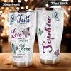 Camellia Personalized Butterfly Faith Makes All Things Possible Stainless Steel Tumbler - Double-Walled Insulation Vacumm Flask - For Thanksgiving, Memorial Day, Christians, Christmas Gift