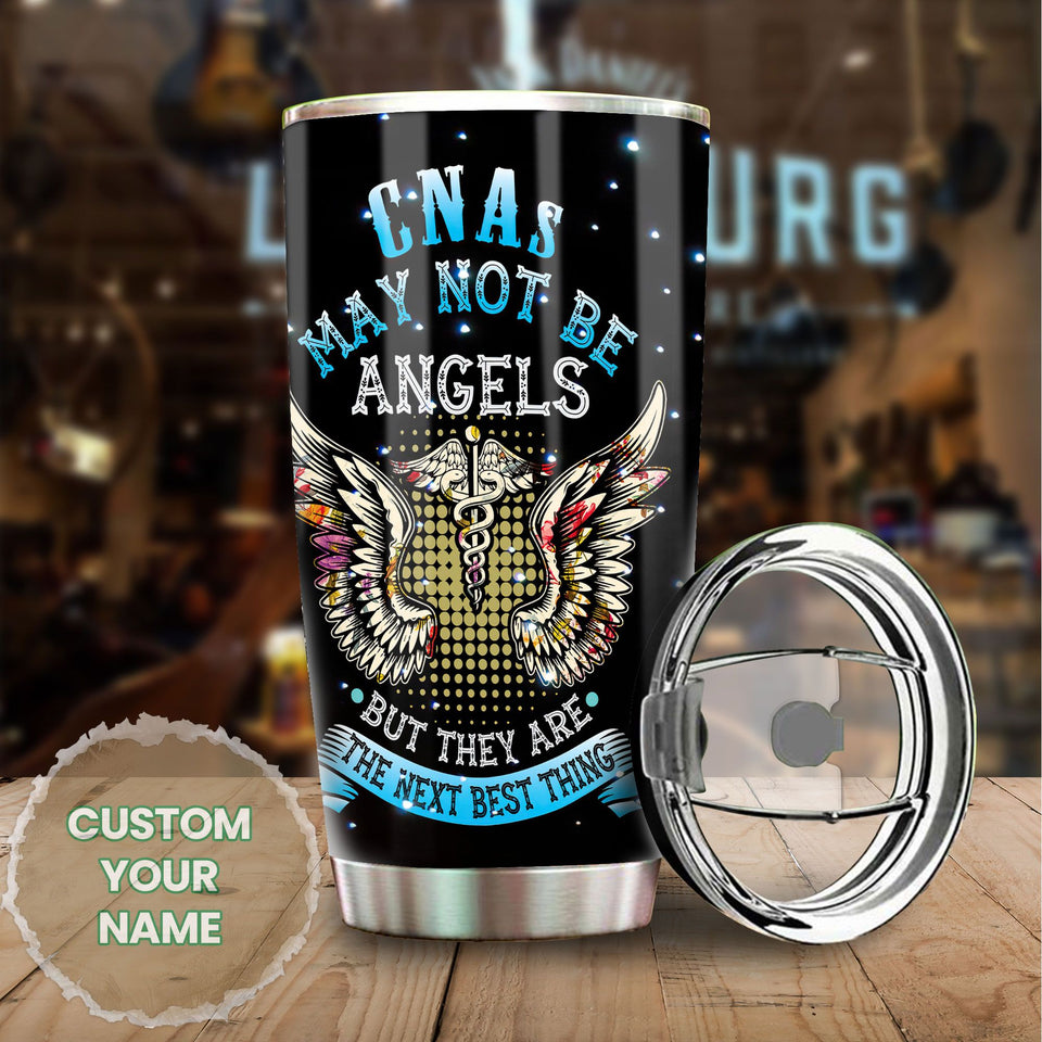 Camellia Personalized Black Nurse CNA May Not Be Angel Stainless Steel Tumbler - Double-Walled Insulation Vacumm Flask - Gift For Black Queen, International Women's Day, Hippie Girls