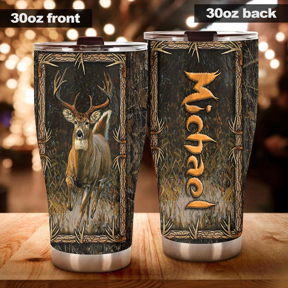 Camellia Personalized Autism Mama Sika Deer Stainless Steel Tumbler - Double-Walled Insulation Vacumm Flask - Gift For Christmas, Thanksgiving, Deer Lovers