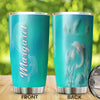 Camellia Personalized Ceramic Texture Dolphin Stainless Steel Tumbler - Customized Double-Walled Insulation Travel Thermal Cup With Lid