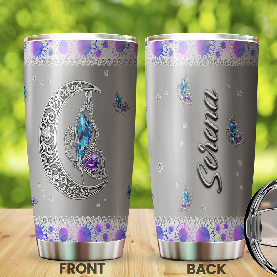 Camellia Personalized Mental Style Butterfly Jewerly Stainless Steel Tumbler-Double-Walled Insulation Travel Cup With Lid01